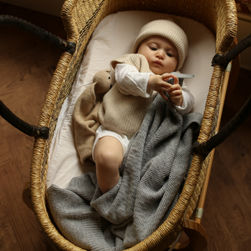 Hvid Dora deken - 100% Merino wol - Dik gebreid