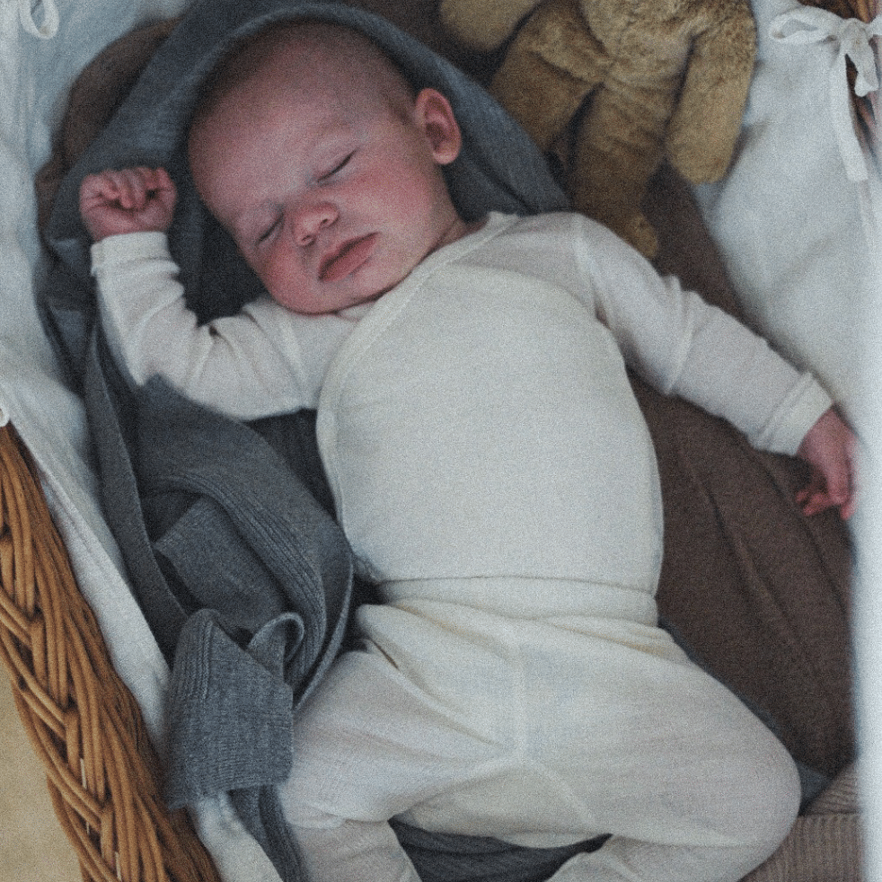 Tothemoon ☾ Tothemoon ☾ - Footed baby pants - Wool & silk - Needle pattern - Natural Clothing 50