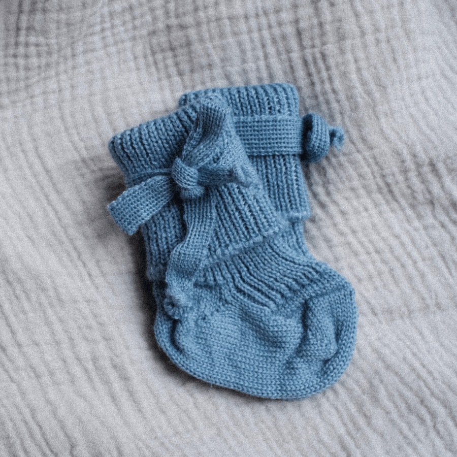 Neugeborenen-Socken - 100% Bio-Wolle - Babyblau