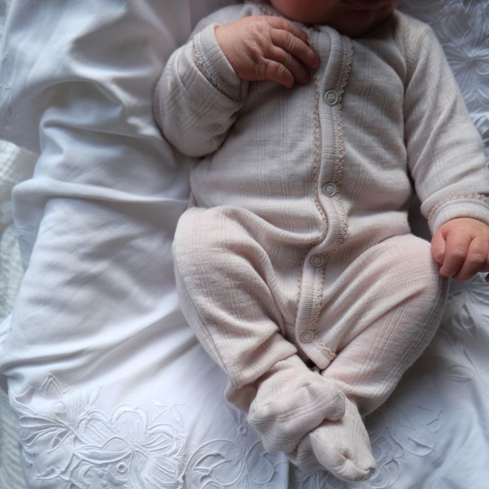 Tothemoon ☾ - Babysuit with feet - 100% Wool - Moonbeam