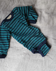 Body - Long sleeve - Wool & Silk - Ice blue/ Navy striped