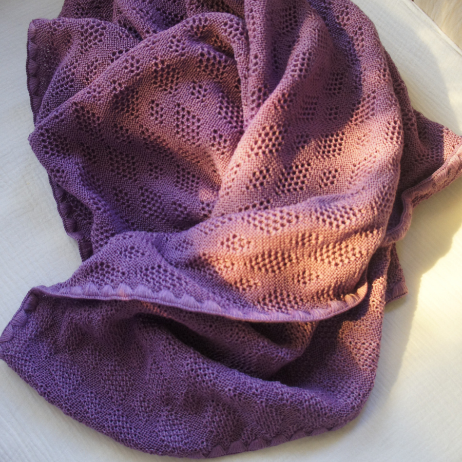 Baby blanket - 100% Merino wool - Lilac