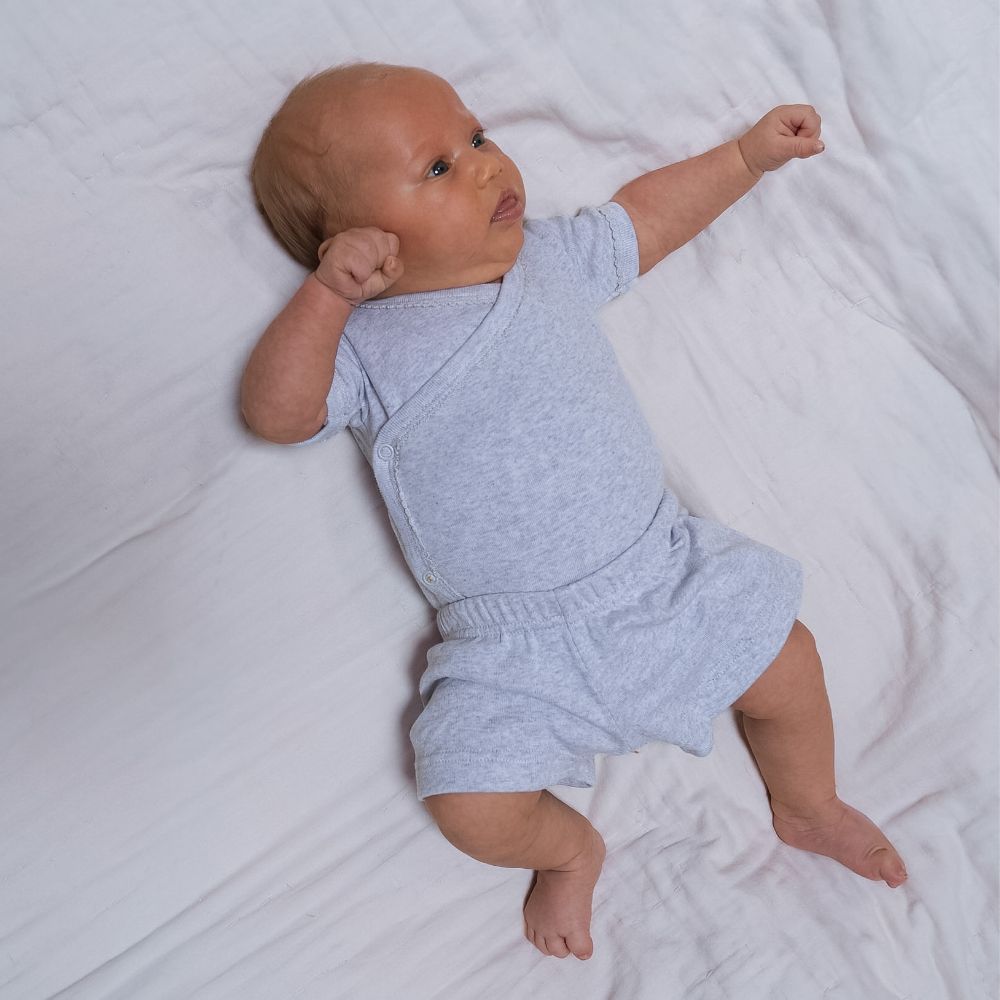 Tothemoon ☾ - Cross-over body - Short sleeve - Organic cotton - Light grey