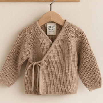 Wrap Around Cardigan - 100% Merino wool - Sand Melange