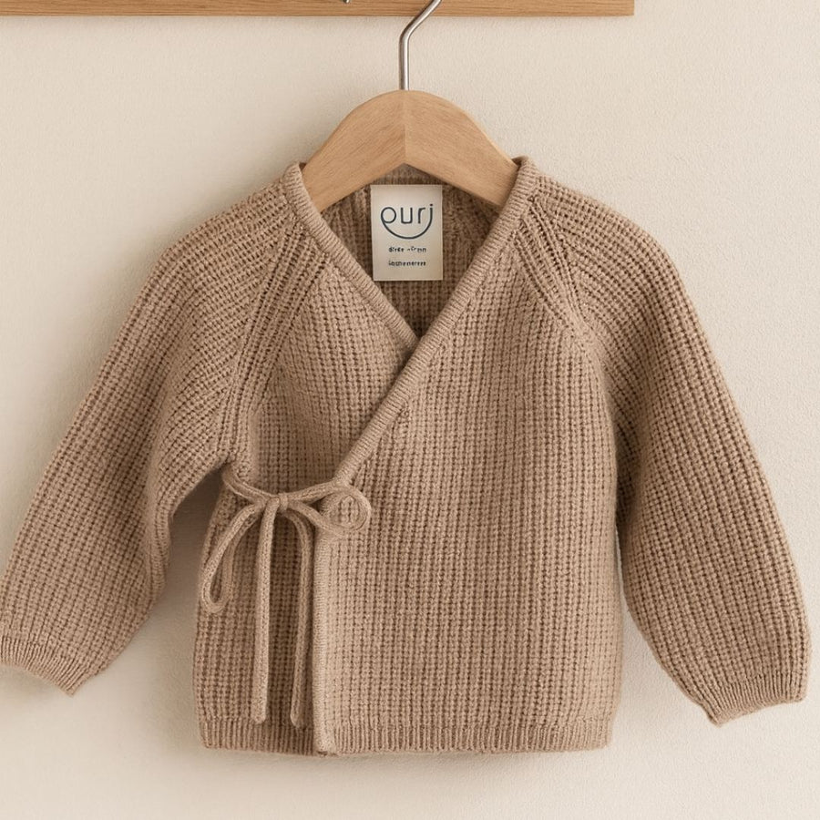 Wrap Around Cardigan - 100% Merino wool - Sand Melange