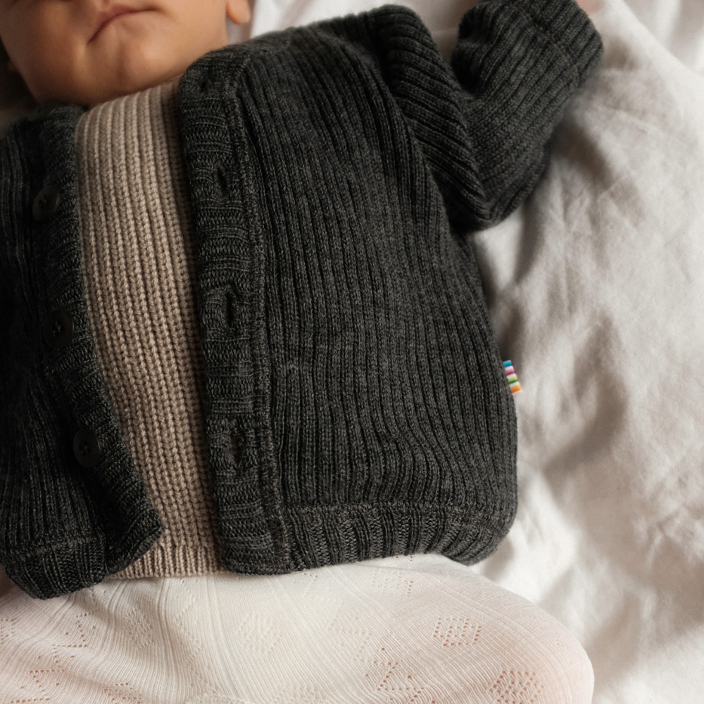 Joha Cardigan - Ribbed - 100% Wool - Dark Grey Clothing 50