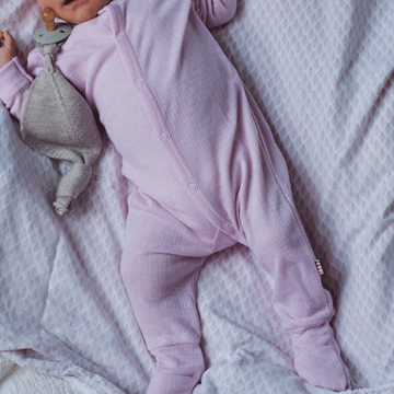 Sleep Suit - 100% Wool - 2 in 1 Foot - Soft Rose