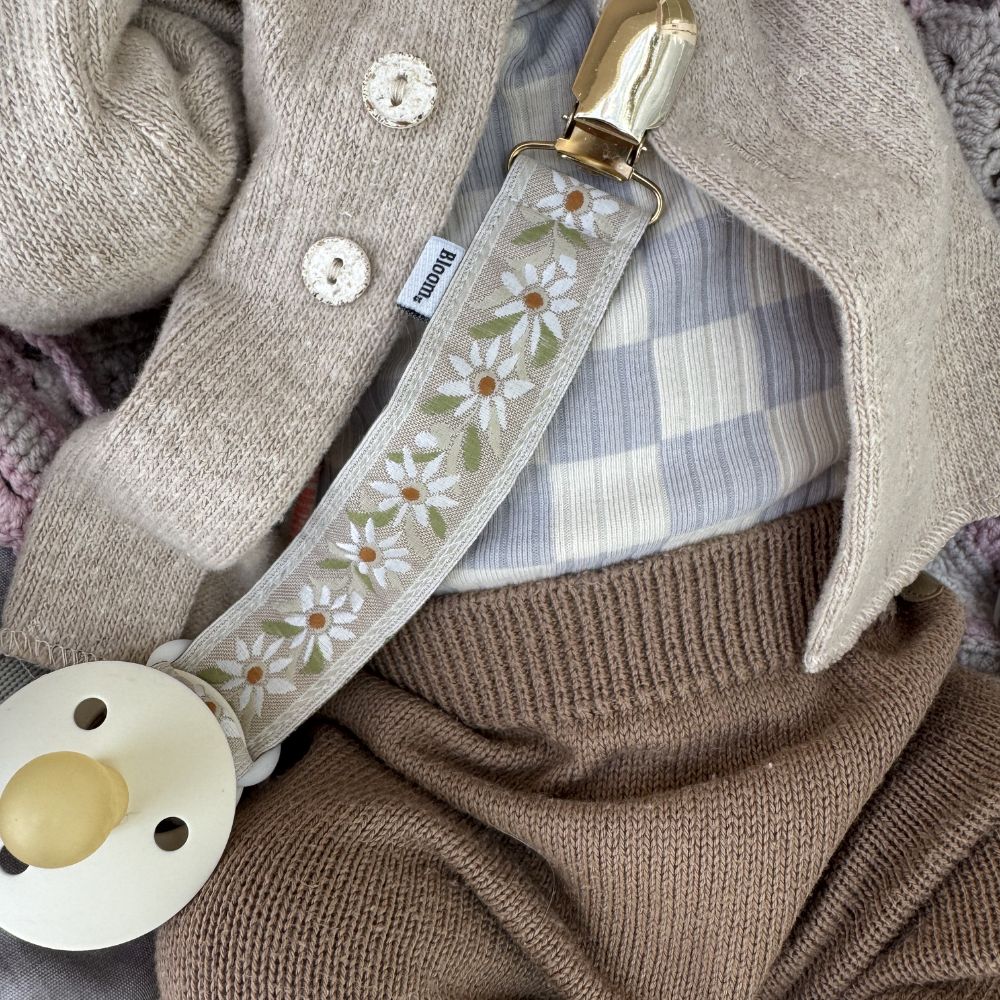 Speenkoord - Hangemaakt - Beige Floral