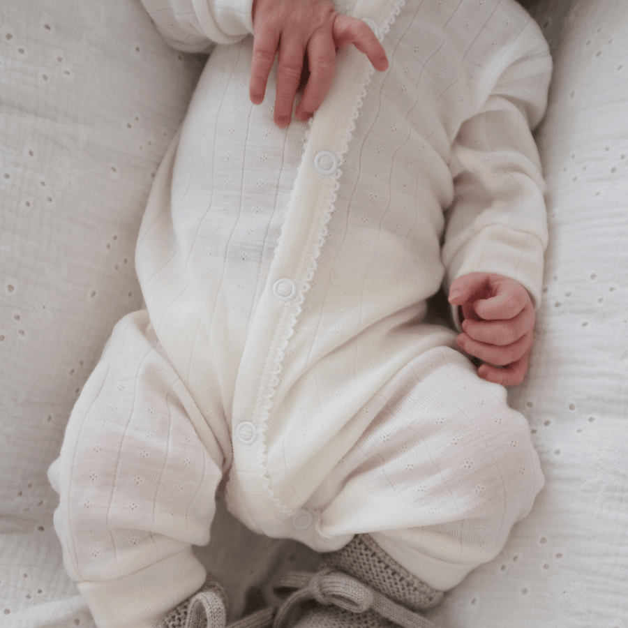 Tothemoon ☾ - Sleep suit - 2 in 1 Foot - Wool & silk - Pointelle