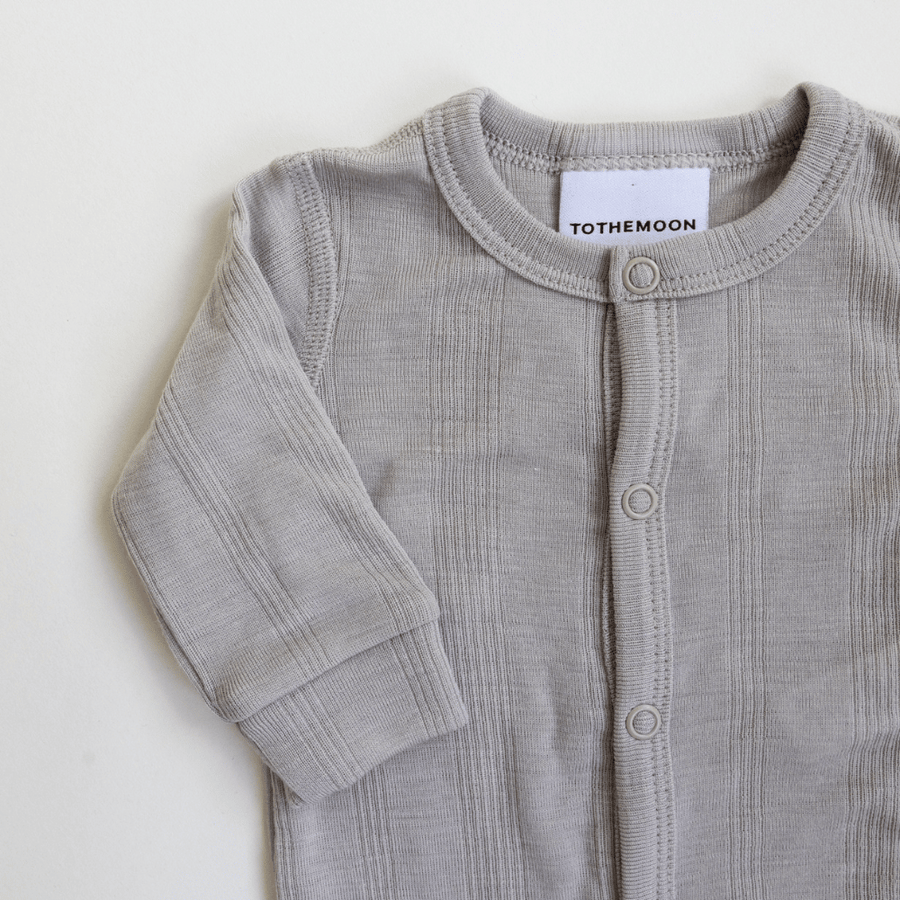 Tothemoon ☾ - Sleep suit - 2 in 1 Foot - Wool & silk - Needle pattern - Dove