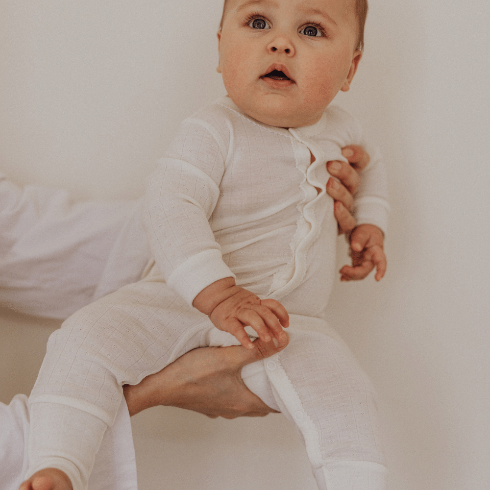 Tothemoon ☾ Tothemoon ☾ - Sleep suit - 2 in 1 Foot - Wool & silk - Pointelle Clothing 40