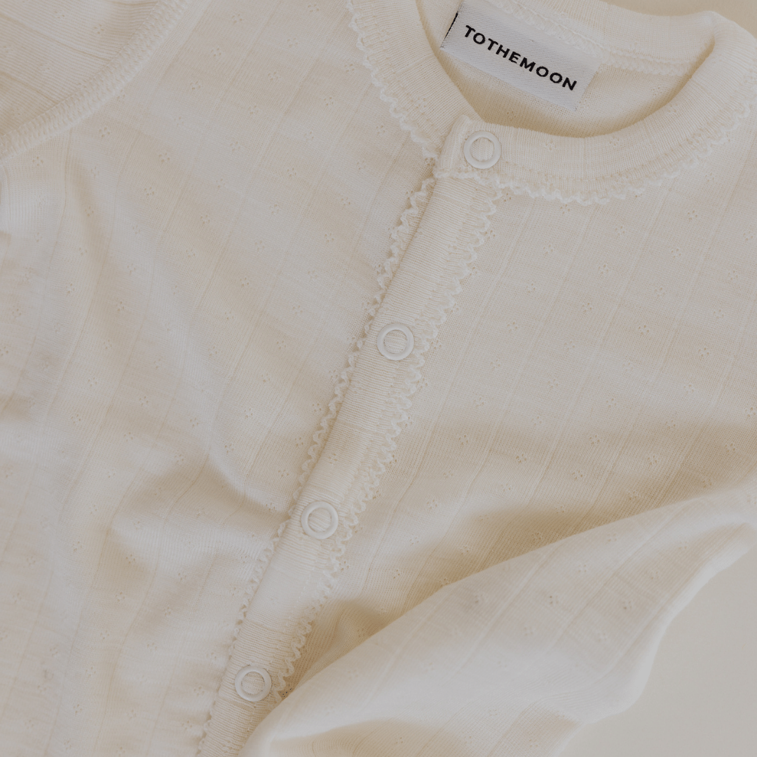 Tothemoon ☾ Tothemoon ☾ - Sleep suit - 2 in 1 Foot - Wool & silk - Pointelle Clothing 40