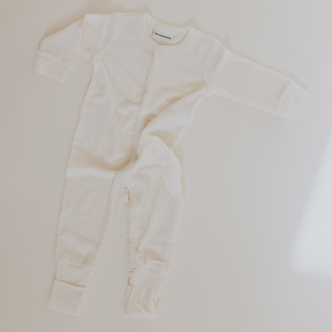 Tothemoon ☾ Tothemoon ☾ - Sleep suit - 2 in 1 Foot - Wool & silk - Pointelle Clothing 40