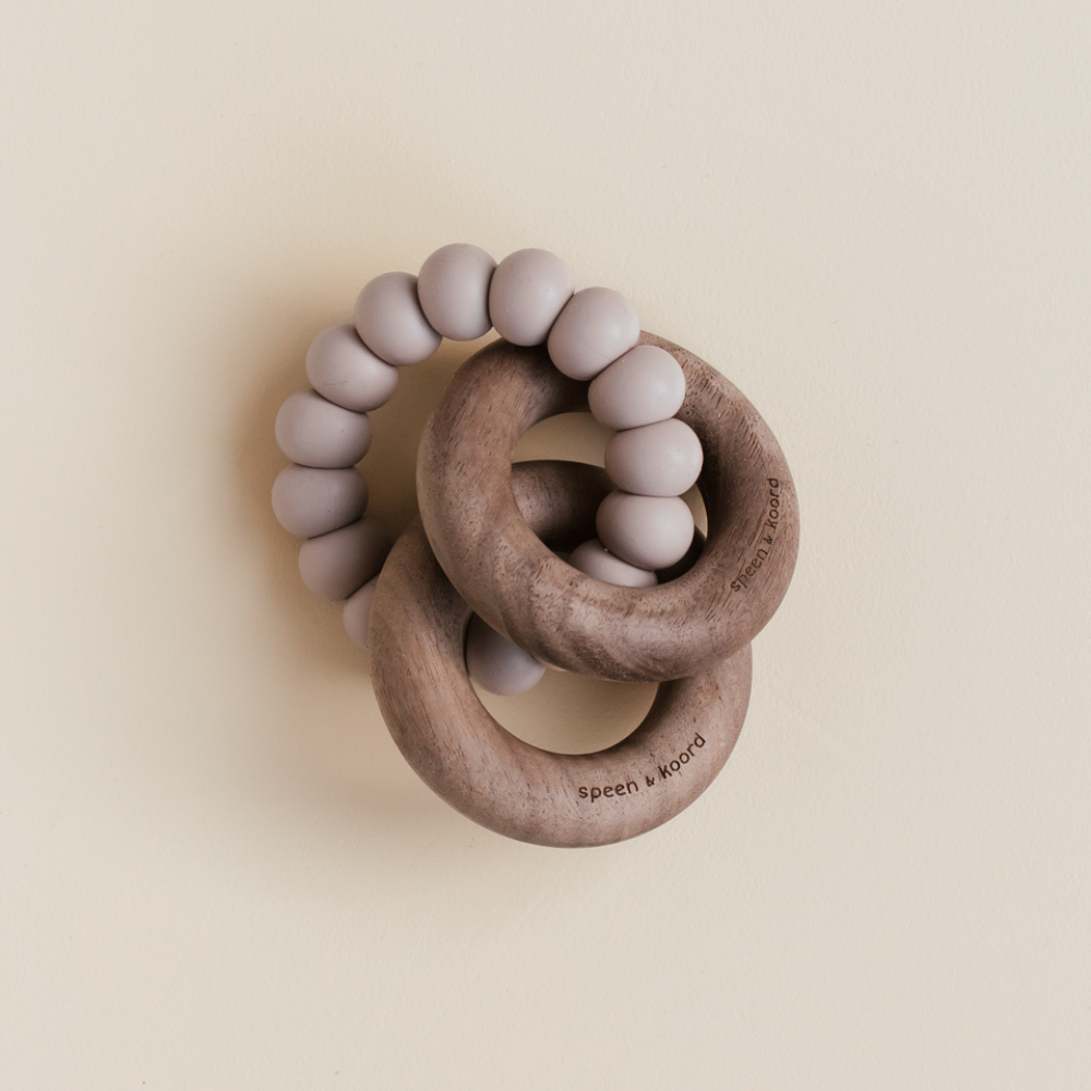 Speen & Koord Teether - Silicone & wood - Handmade Teether Mushroom