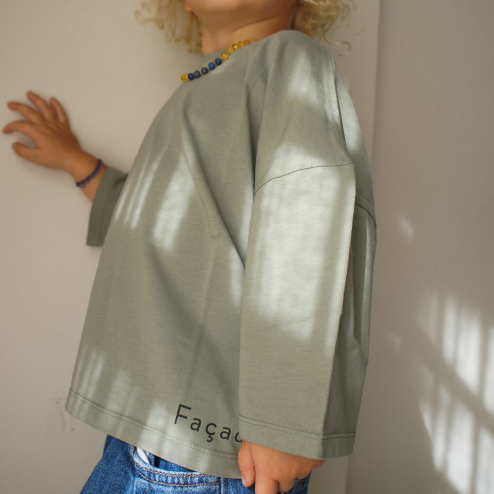 Driekwart - mouw T-shirt - Sage