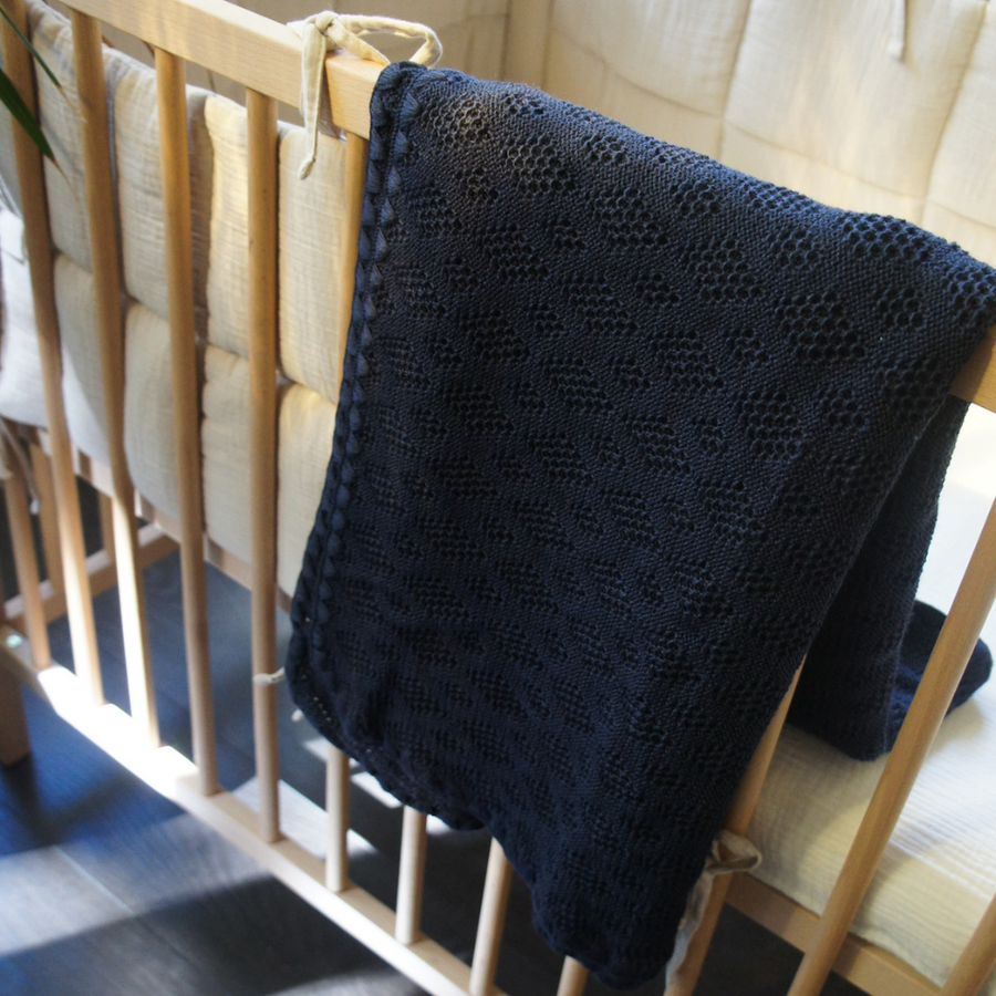 Baby blanket - 100% Merino wool - Indigo