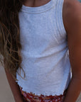 Cropped top - Curl finish - Organic cotton - Light grey