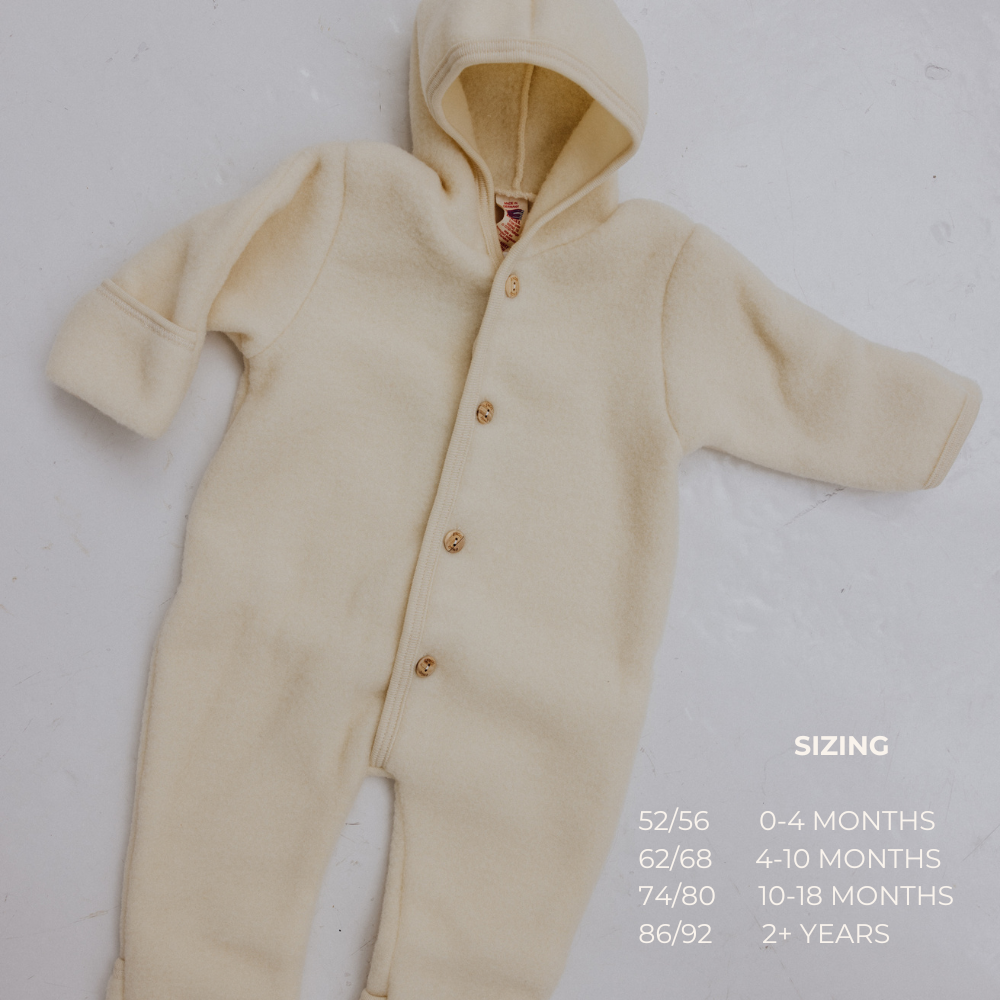 Engel Natur Hooded overall - 100% Virgin wool - Oversized fit - Natural Clothing 50/56
