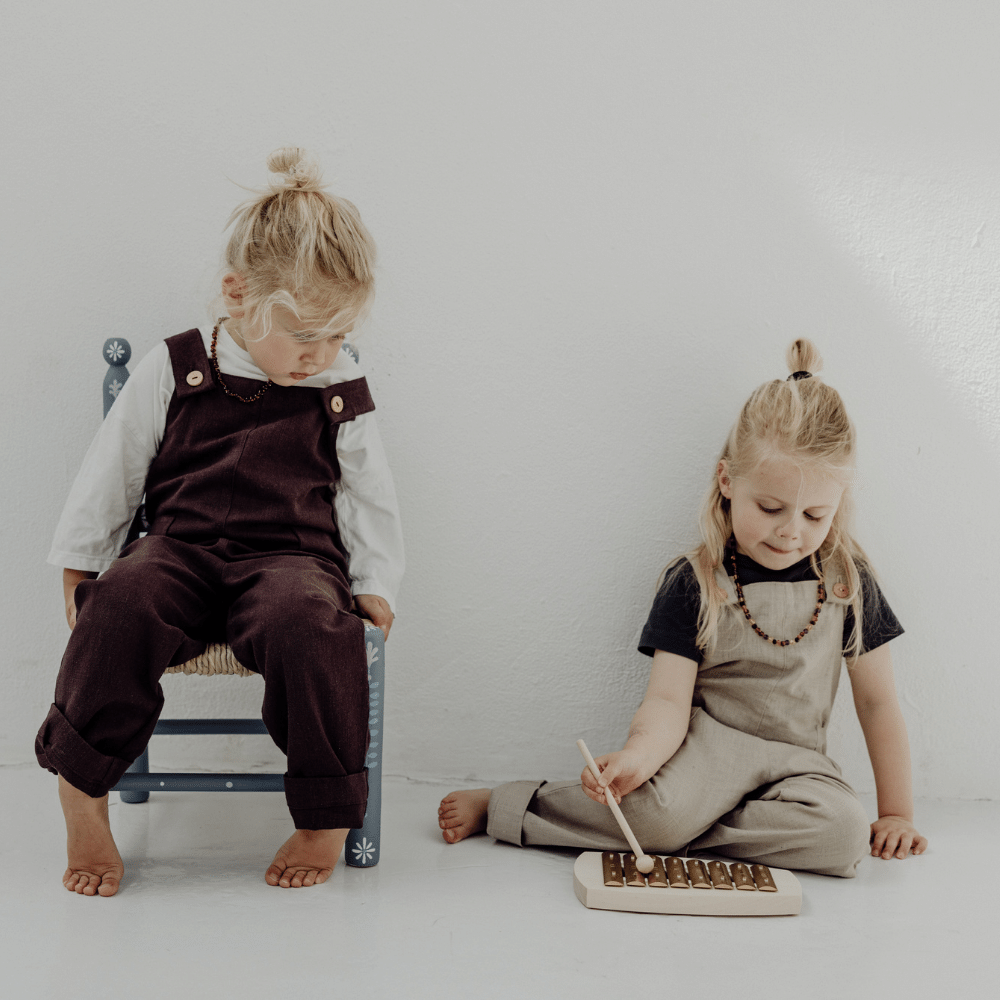 Dungarees - Adjustable - Beige linen