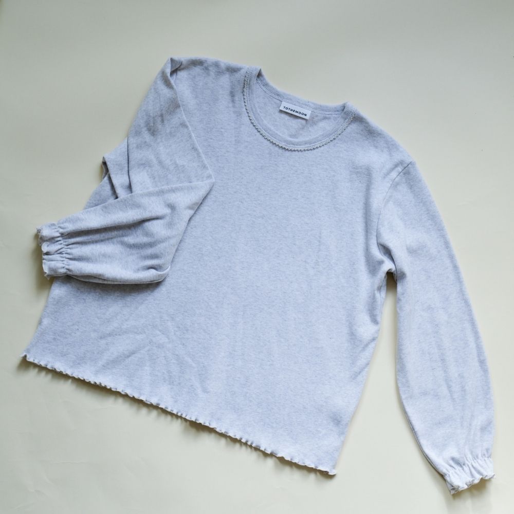 Tothemoon ☾ - Shirt - Long sleeve - Piquette cuffs - Organic cotton - Light grey