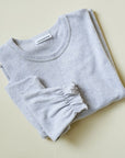 Tothemoon ☾ - Shirt - Long sleeve - Piquette cuffs - Organic cotton - Light grey