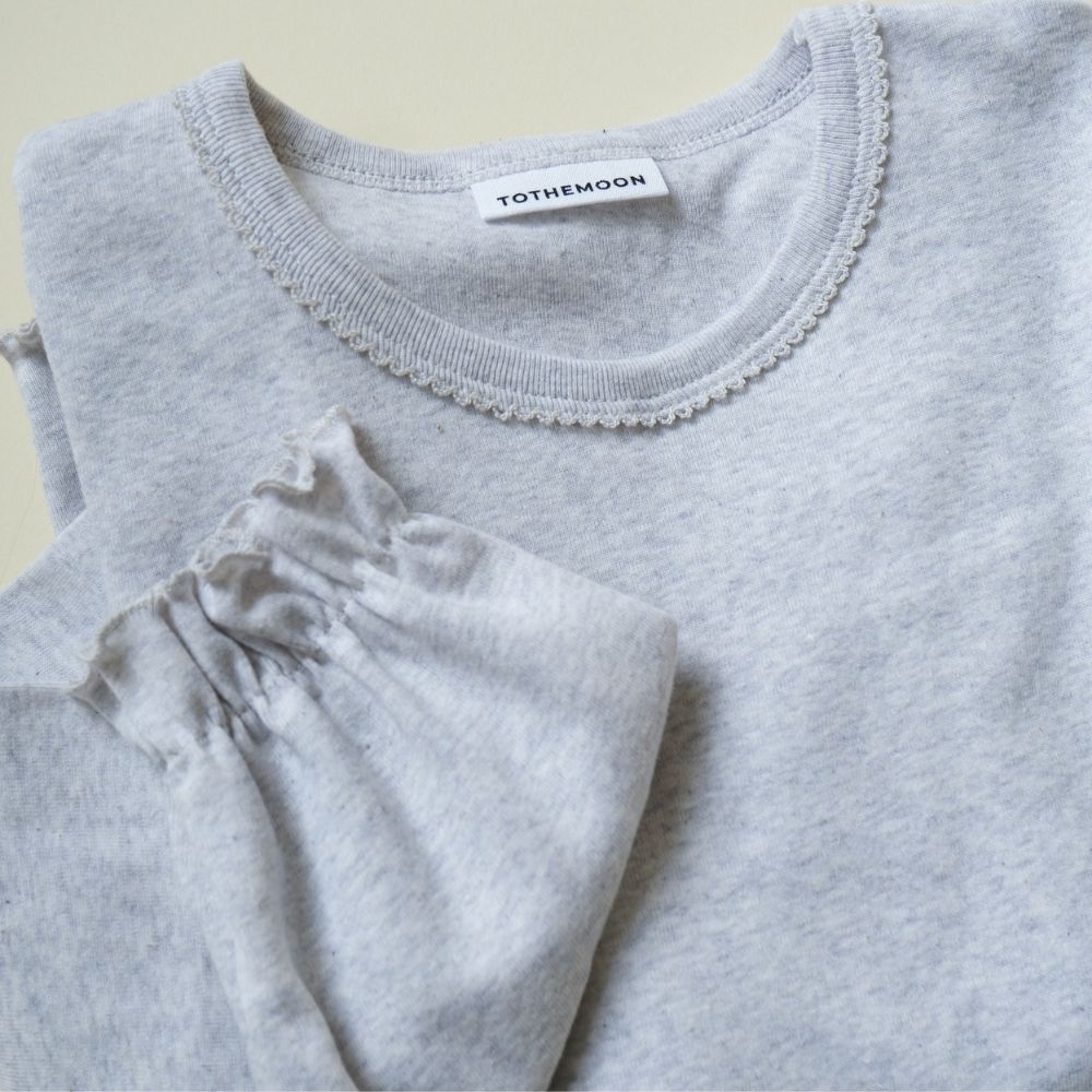 Tothemoon ☾ - Shirt - Long sleeve - Piquette cuffs - Organic cotton - Light grey