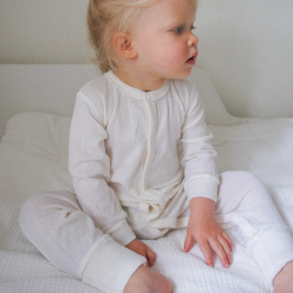 Tothemoon ☾ Tothemoon ☾ - Sleep suit - 2 in 1 Foot - Wool & silk - Pointelle Clothing 40