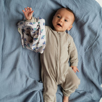 Tothemoon ☾ - Sleep suit - 2 in 1 Foot - With zipper - Wool & silk - Needle pattern - Dove