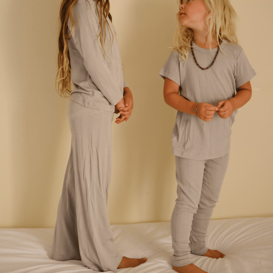 Tothemoon ☾ -Wijde broek - Needle pattern - Wol & zijde - Dove