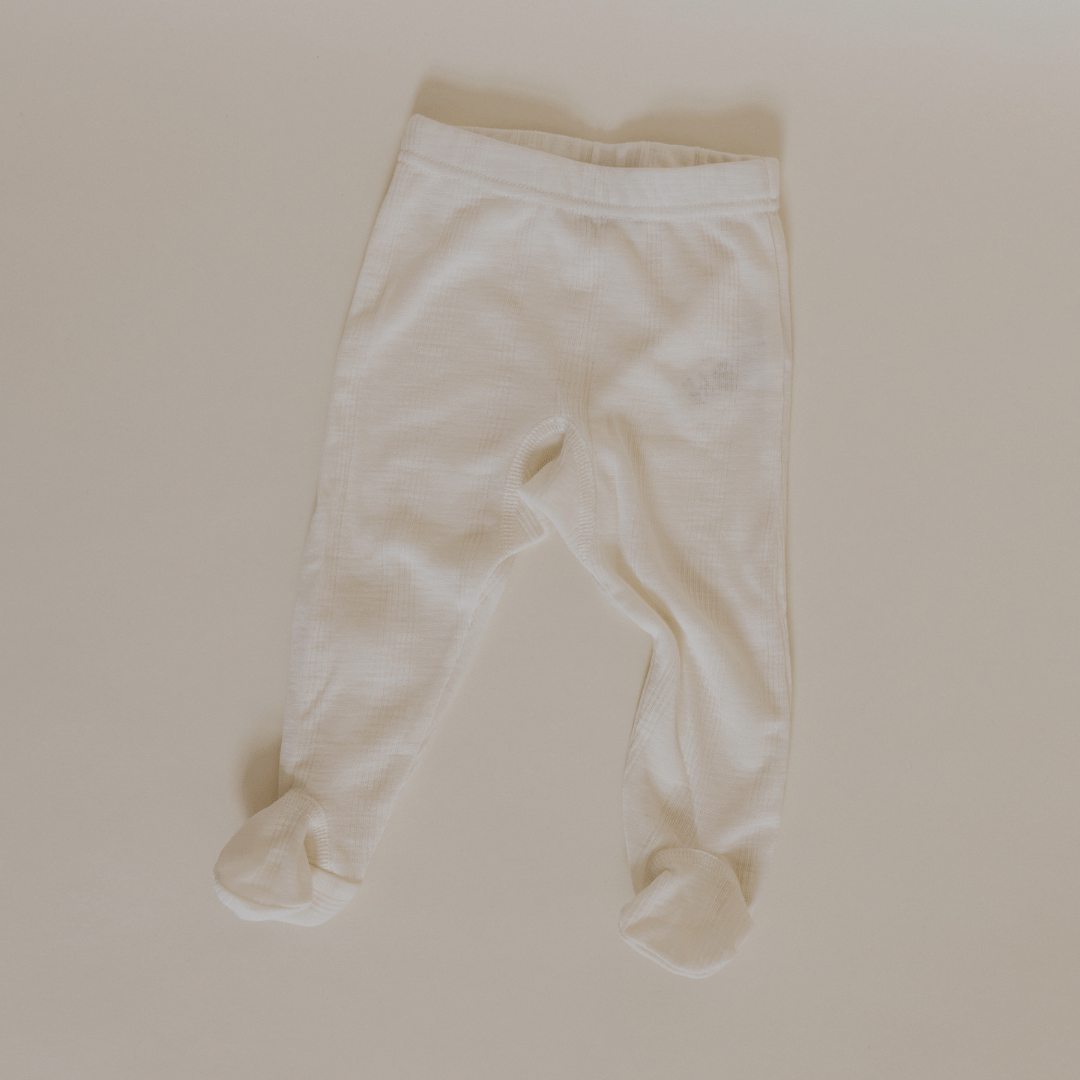 Tothemoon ☾ Tothemoon ☾ - Footed baby pants - Wool & silk - Needle pattern - Natural Clothing 50