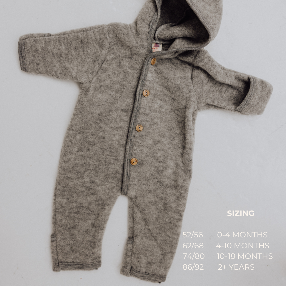 Engel Natur Hooded overall - 100% Virgin wool - Oversized fit - Grey Clothing Grey / 50/56