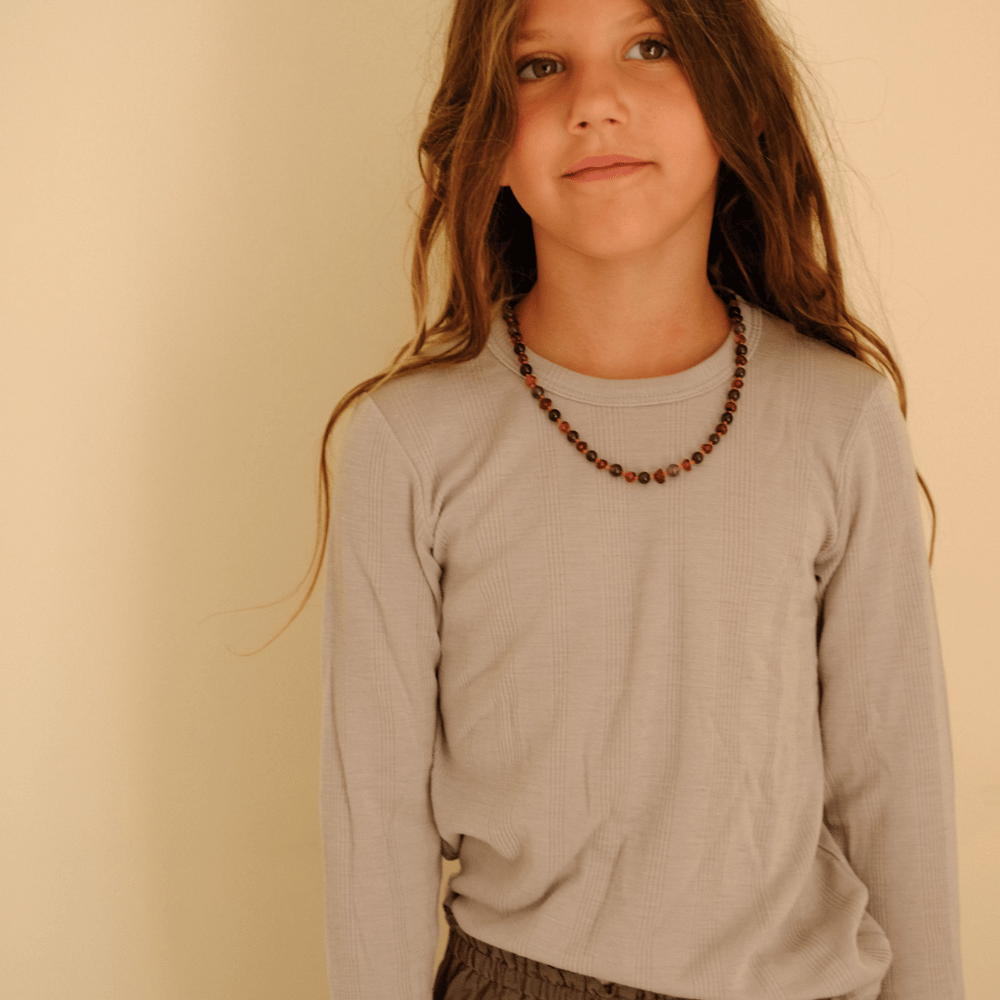 Tothemoon ☾ Tothemoon ☾ - Shirt - Long sleeve - Wool & silk - Needle pattern - Dove Clothing 86/92