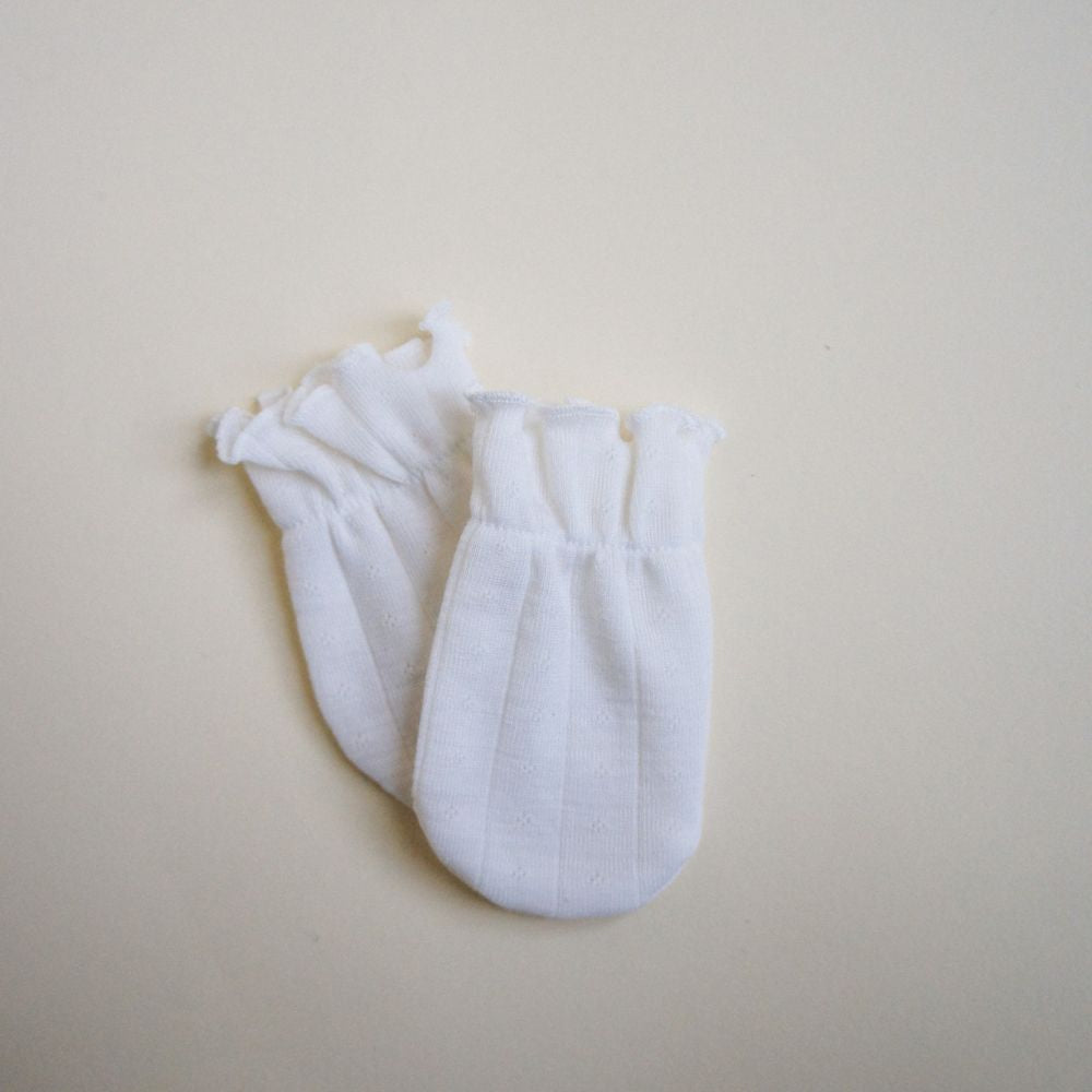 Tothemoon ☾ Tothemoon ☾ - Newborn Scratch Mittens - Wool & Silk - Pointelle Accessoires Default Title