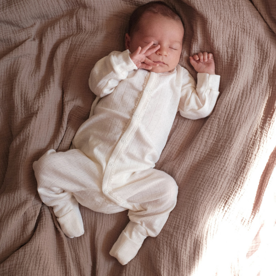 Tothemoon ☾ Tothemoon ☾ - Sleep suit - 2 in 1 Foot - Wool & silk - Pointelle Clothing 40