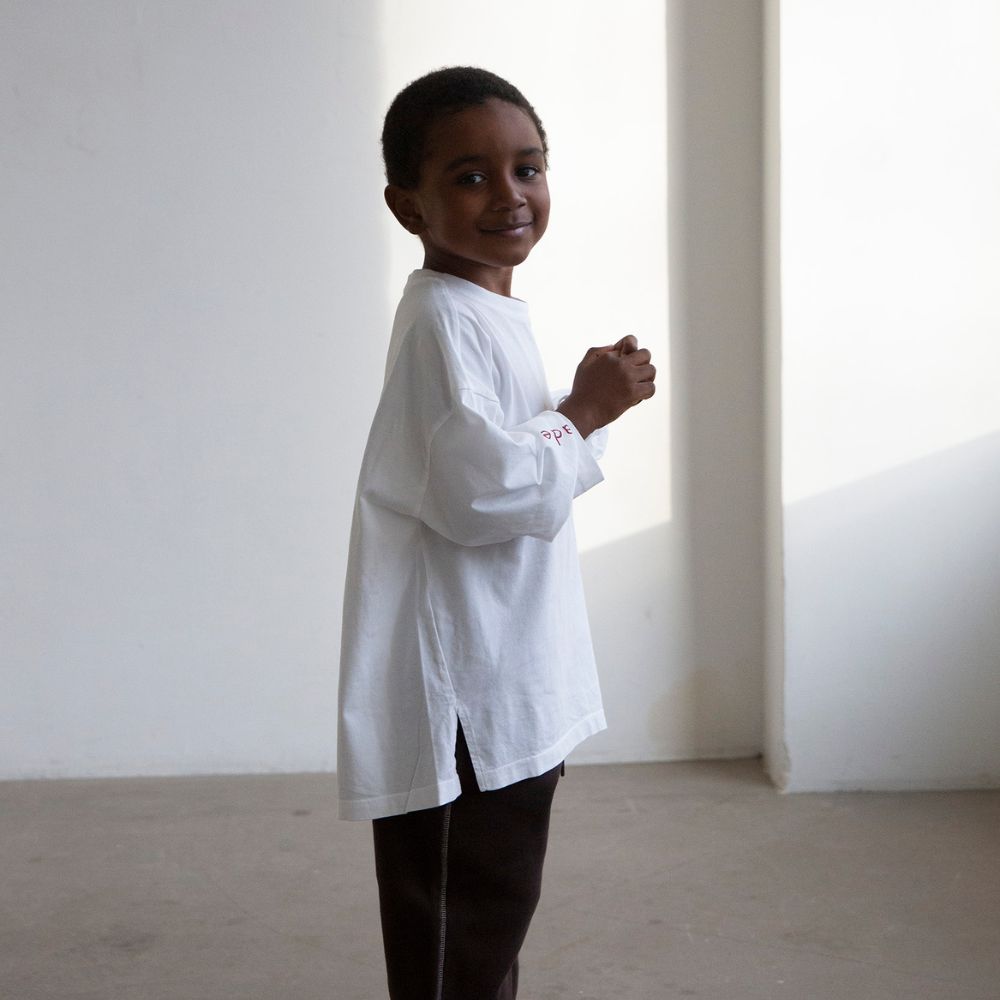 Wijd Lange Mouwen T-shirt - Wit