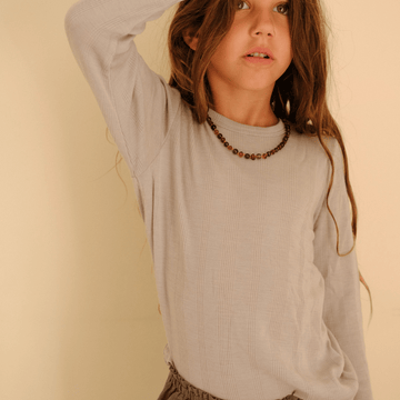 Tothemoon ☾ Tothemoon ☾ - Shirt - Long sleeve - Wool & silk - Needle pattern - Dove Clothing 86/92