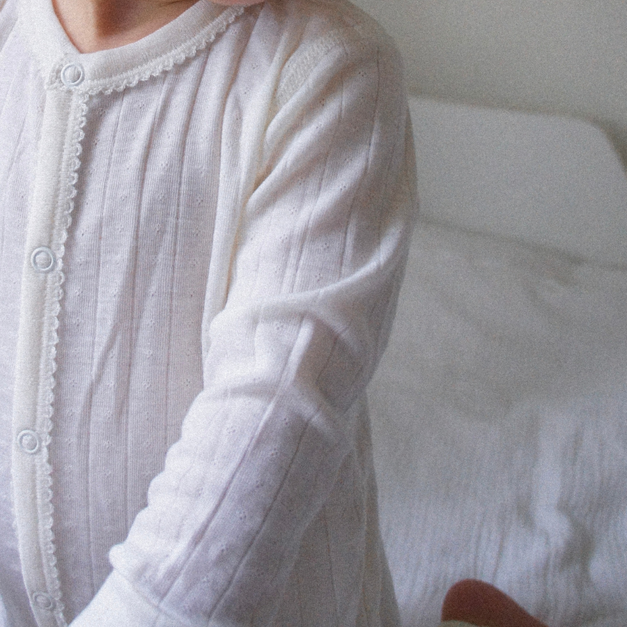 Tothemoon ☾ - Sleep suit - 2 in 1 Foot - Wool & silk - Pointelle