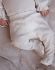 Tothemoon ☾ - Footed baby pants - Wool & silk - Needle pattern - Natural