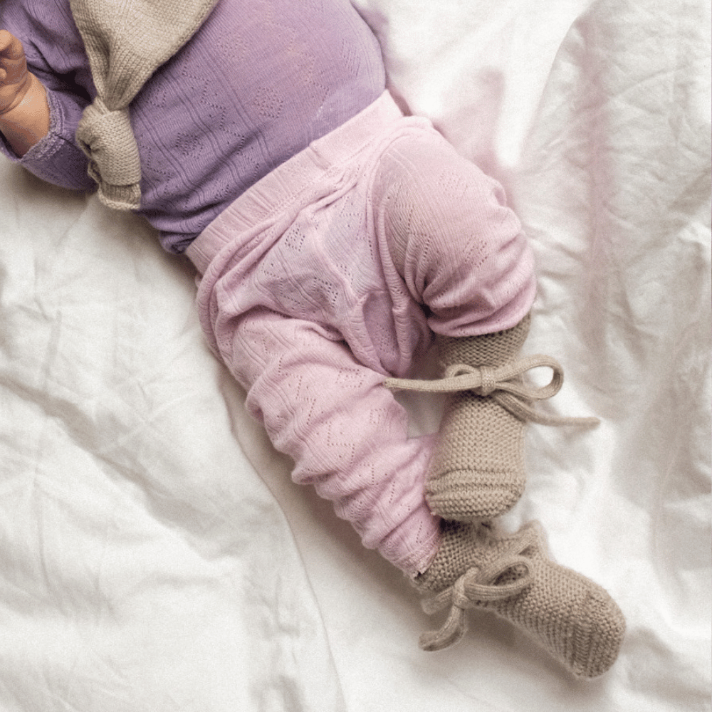 Joha Baby Pants - Wool & Silk - Pointelle - Soft Rose Clothing 60