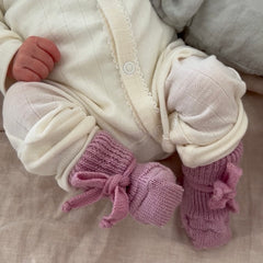 Hirsch Natur Newborn socks - 100% Organic Wool - Pink Booties Pink / 0-3m