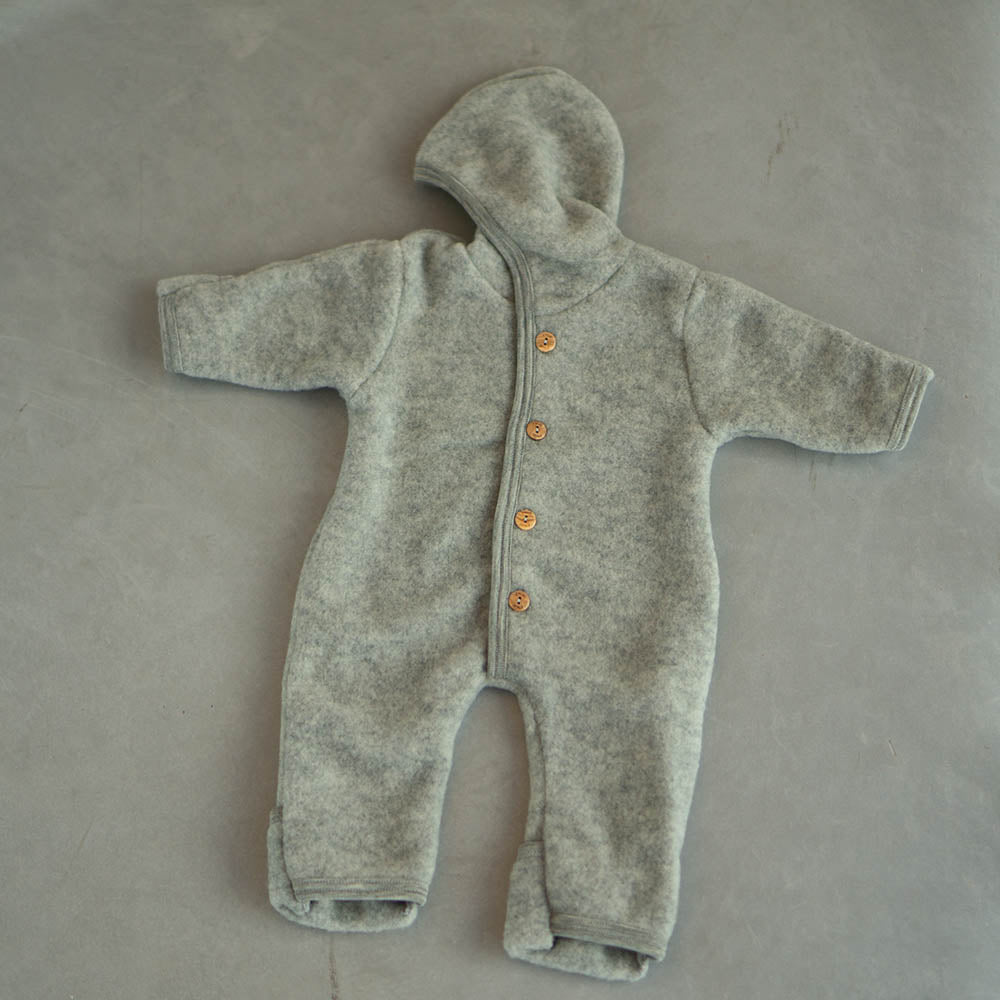 Engel Natur Hooded overall - 100% Virgin wool - Oversized fit - Grey Clothing Grey / 50/56