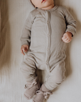 Tothemoon ☾ - Sleep suit - 2 in 1 Foot - Wool & silk - Needle pattern - Dove