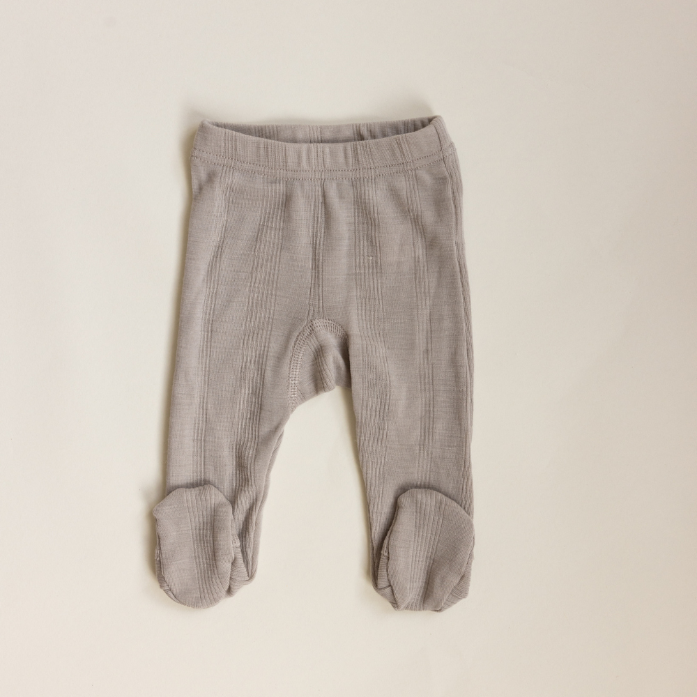 Tothemoon ☾ Tothemoon ☾ - Footed baby pants - Wool & silk - Needle pattern - Dove Clothing 50