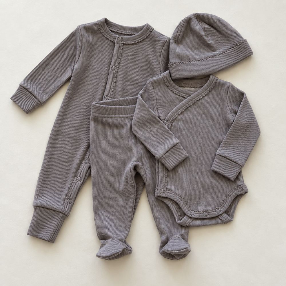 Bundel - Newborn - 100% wol - Rib - Taupe