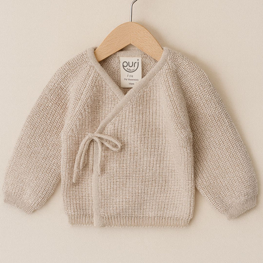 Wrap Around Cardigan - 100% Merino wool - Natur Melange