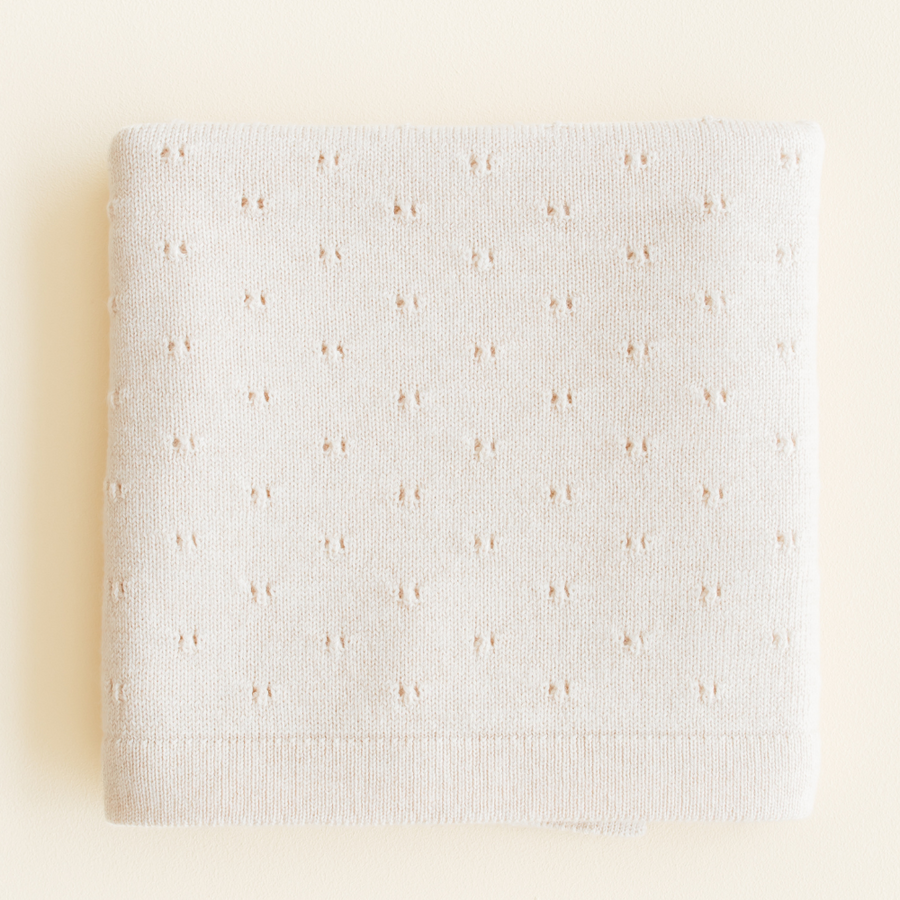Hvid Bibi deken - 100% Merino wol - Medium dik gebreid