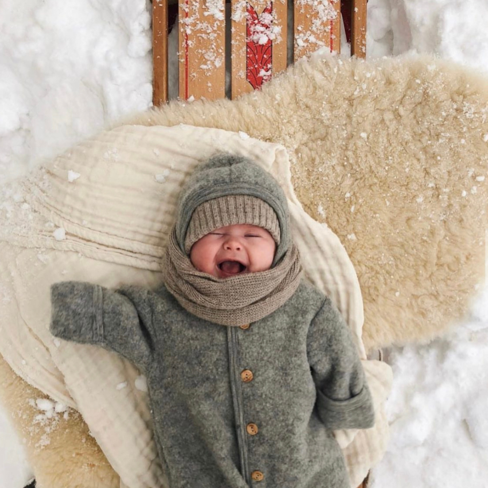 Engel Natur Hooded overall - 100% Virgin wool - Oversized fit - Grey Clothing Grey / 50/56