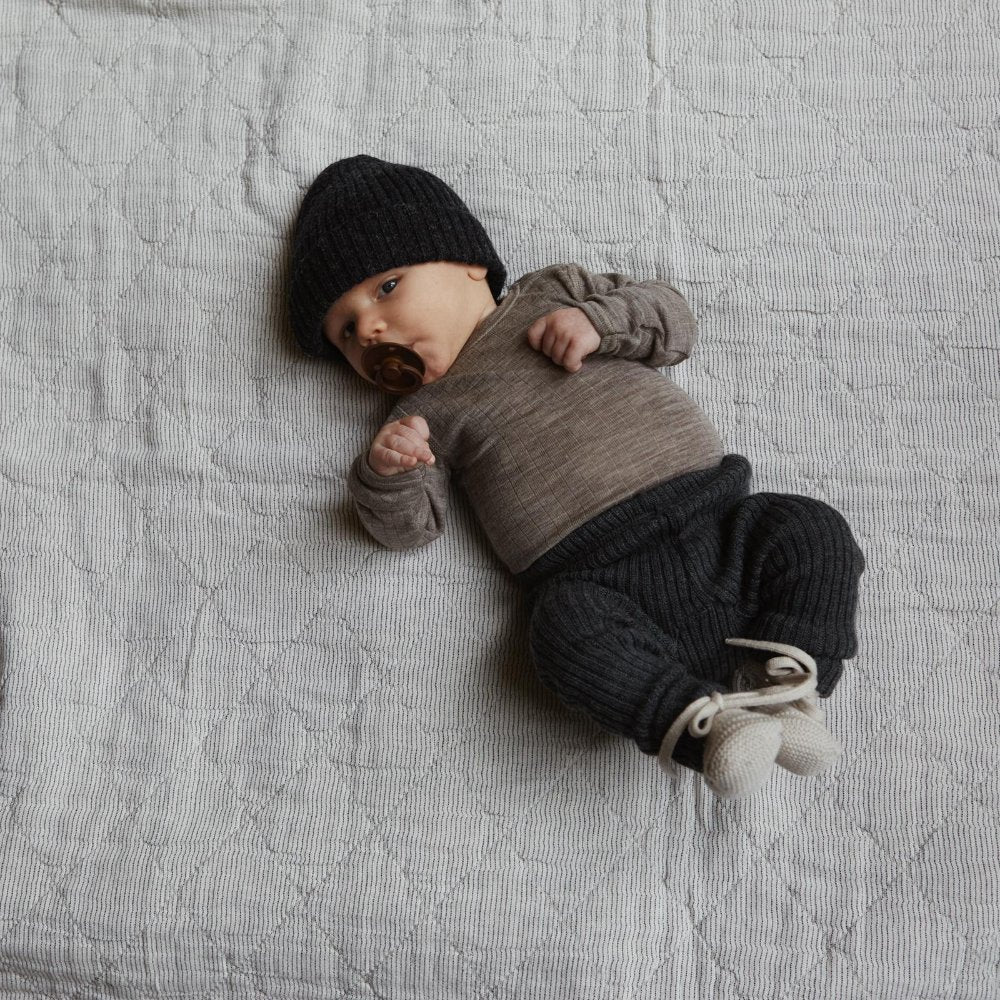 Joha Baby Pants - Ribbed - 100% Wool - Dark Grey Clothing 50