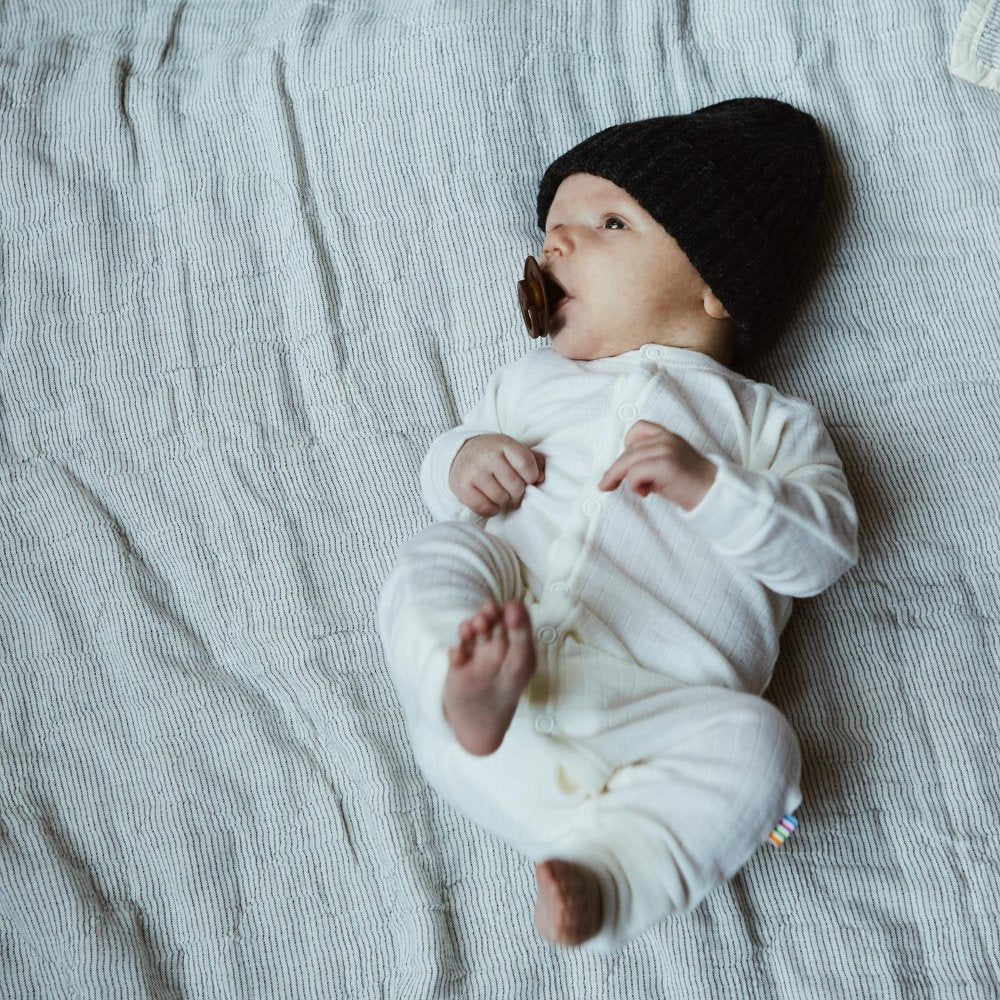 Joha Sleep Suit - 100% Wool - 2 in 1 Foot - Natural Rompers and suits 40