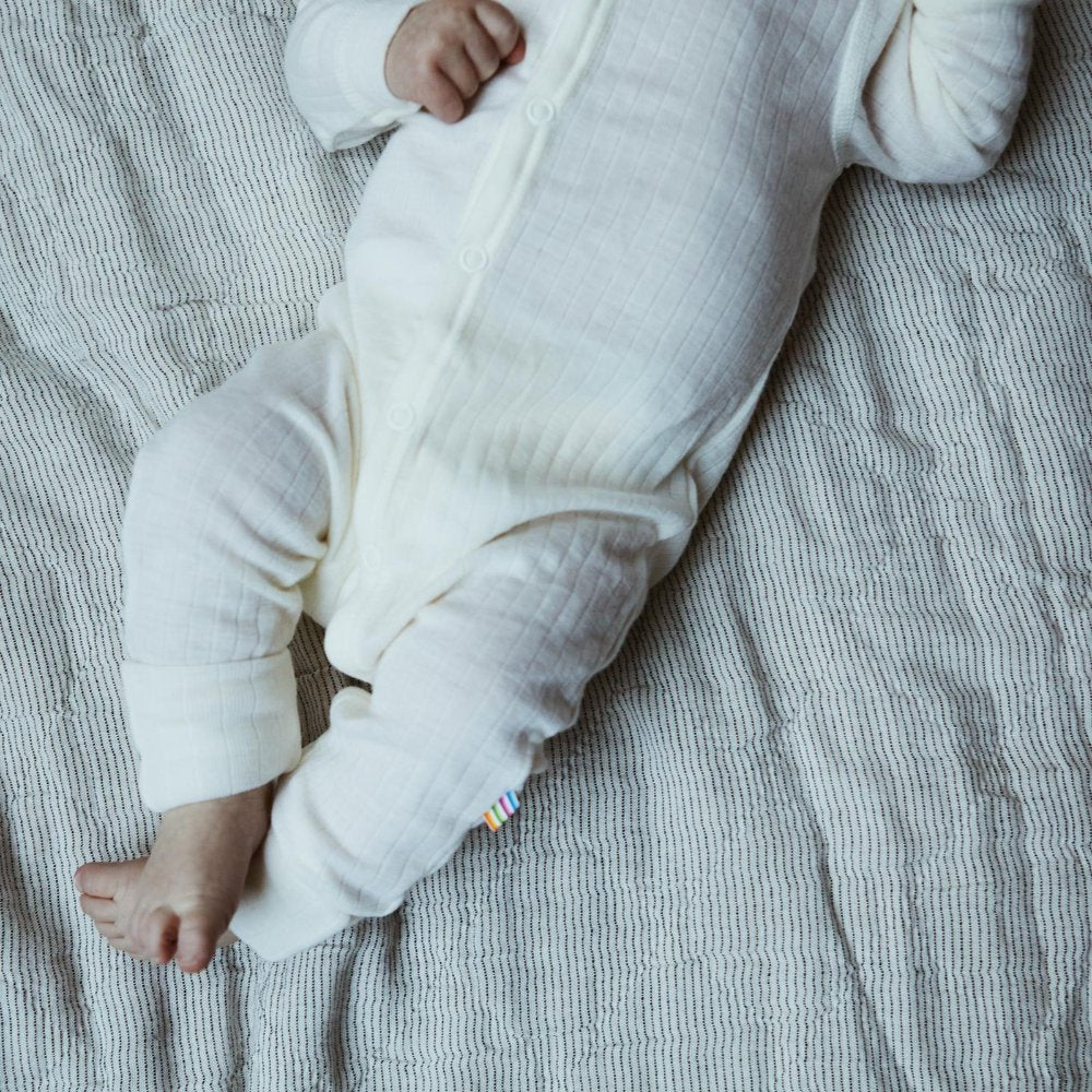 Joha Sleep Suit - 100% Wool - 2 in 1 Foot - Natural Rompers and suits 40